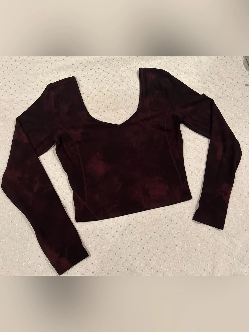 lululemon athletica Women's Long Sleeve Crop Top in Deep Wine Tie-Dye